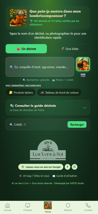 Felice, écran principal de recherche